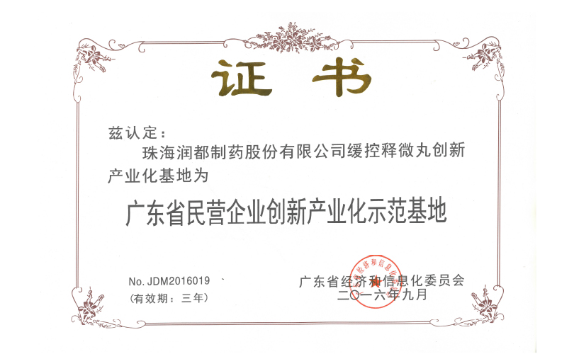  廣東省民營企業創新產業化示范基地